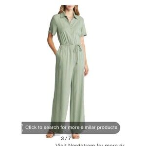 NWT Caslon Nordstrom Tie Waist Jumpsuit Button Down Front Romper Women Medium